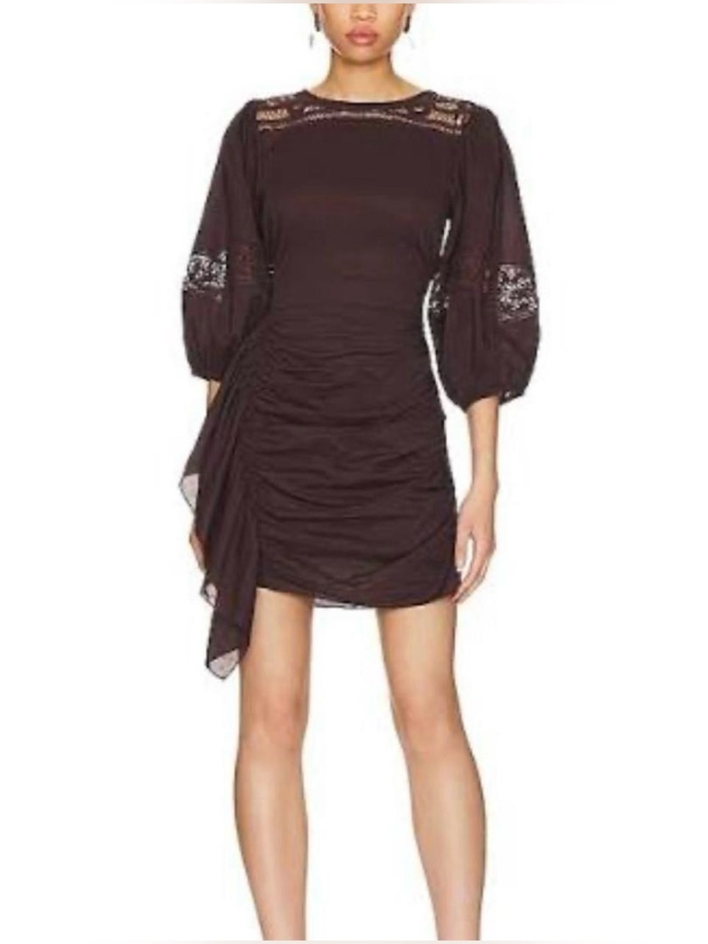 RHODE Pia Mini Dress in Chocolate.